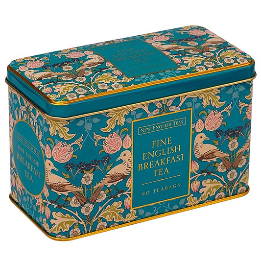 New English Teas Song Thrush & Berries Tea Tin with 40 English Breakfast Teabags