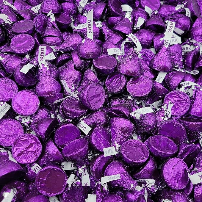 Kisses Special Dark Chocolate - 2 LB (Approx. 200 pcs) - Bulk Individually Wrapped Purple Foil Candy