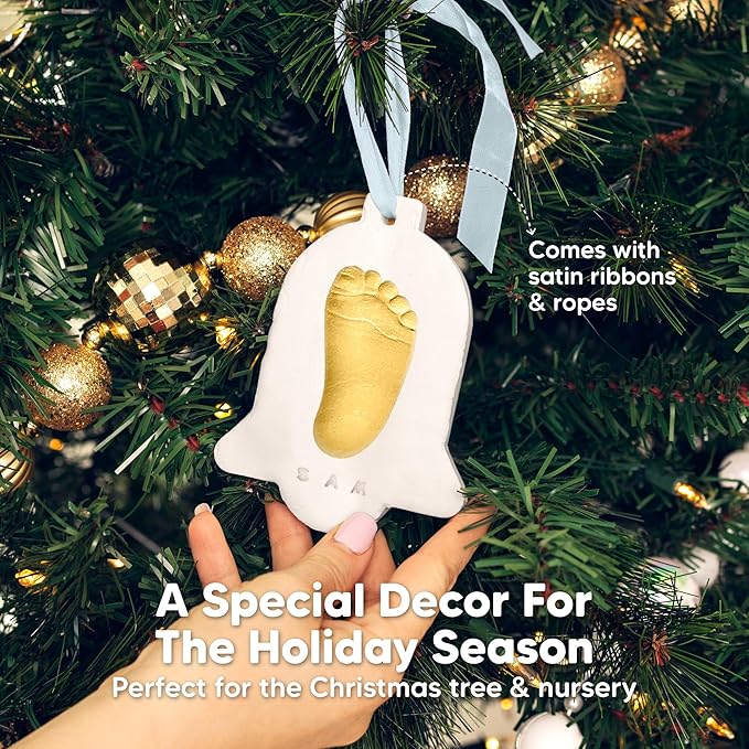 Baby Hand and Footprint Kit - Personalized Newborn Footprint Ornament, Clay Handprint Keepsake, Easy DIY Dog Paw Print Kit, Baby Shower Gifts for Boys, Girls, New Mom Gifts(Chime)