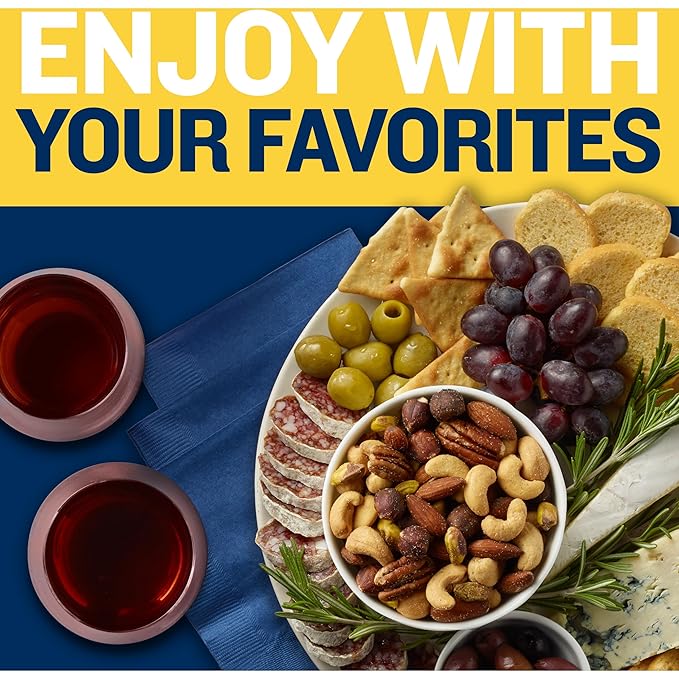 PLANTERS Deluxe Mixed Nuts, Cashews, Almonds, Pecans, Pistachios, Hazelnuts, Roasted with Sea Salt, Party Snacks, Plant-Based Protein Nut Mix, Snacks for Adults, After School Snack Mix, 27oz