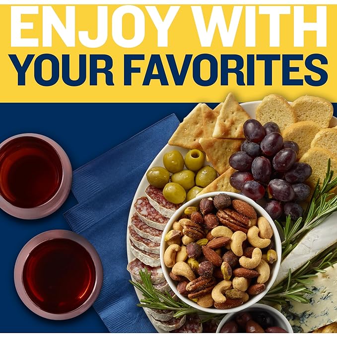 PLANTERS Deluxe Mixed Nuts, Cashews, Almonds, Pecans, Pistachios, Hazelnuts, Roasted with Sea Salt, Party Snacks, Plant-Based Protein Nut Mix, Snacks for Adults, After School Snack Mix, 27oz