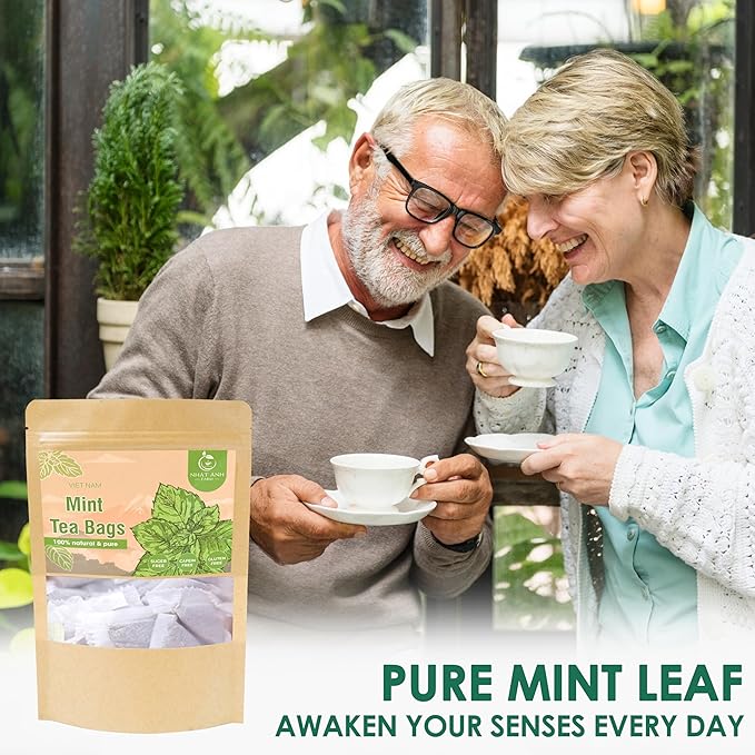 NHAT ANH FARM - Premium Peppermint Tea Bags, 40 Peppermint Tea Bags, 100% Natural Dried Mint Leaves, Naturally Sweet Herbal Tea, Sugar-Free, Caffeine-Free, No Additives.