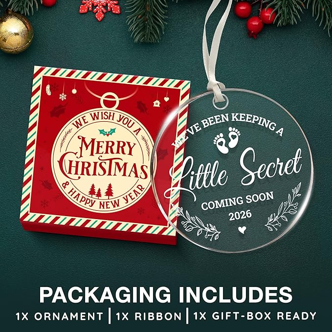 Pregnancy Gifts for Expecting Mom Dad - Pregnancy Announcement for Husband Wife Family - Baby Announcement Gifts, Pregnant Gift, Gender Reveal Gift - New Mom Dad, mom to Be, New Parents Ornament