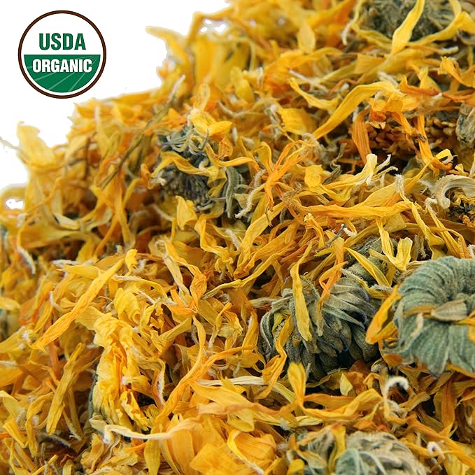 Calendula Tea 1LB (16Oz) 100% CERTIFIED Organic Whole Flower Herbal Tea (Calendula Officinalis), Caffeine Free in 1 lbs. Bulk Resealable BPA-free Bags from U.S. Wellness