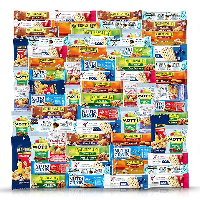 Healthy Snacks, Care Package 67 Count Premium Healthy Mixed Box & Snacks Gift Variety Pack – Great for Home, Lunches, Work, Grab and Go, Office, Meetings, – Breakfast Bars, Bulk Granola Bars