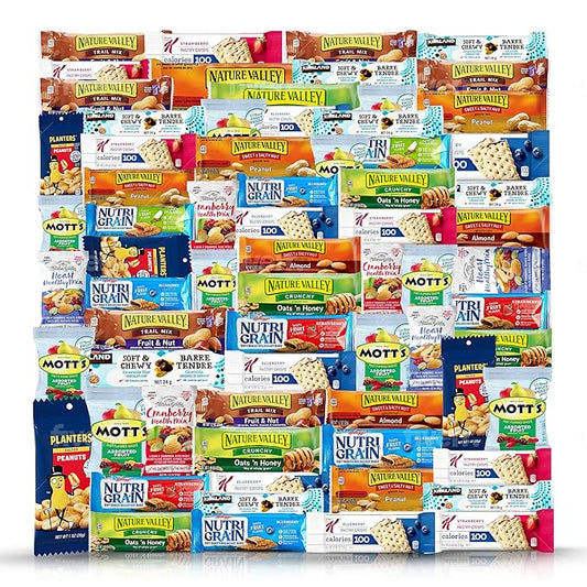 Healthy Snacks, Care Package 67 Count Premium Healthy Mixed Box & Snacks Gift Variety Pack – Great for Home, Lunches, Work, Grab and Go, Office, Meetings, – Breakfast Bars, Bulk Granola Bars