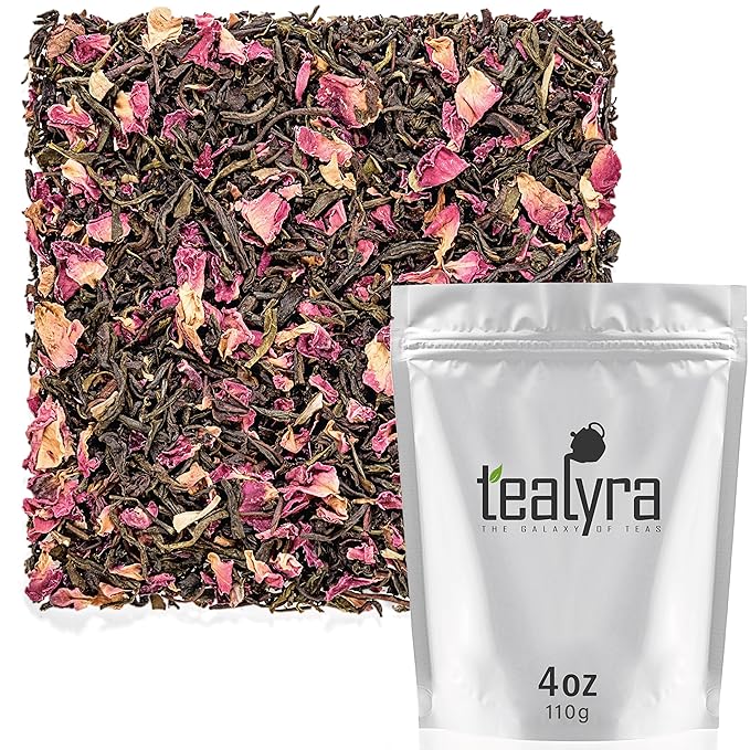 Tealyra - Rosy Earl Grey - Black Tea from Sri Lanka with Jasmine Green Tea and Rose Petals - Fresh Award Winning Tea - Loose Leaf Tea - Medium Caffeine - 110g (4-ounce)