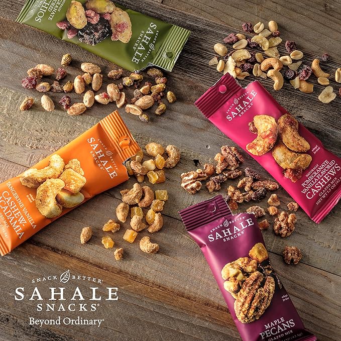 Sahale Snacks Classic Fruit and Nut Trail Mix, 1.5 Oz Grab & Go Bags (18 Packs) - Dry-Roasted Deluxe Mixed Nuts with Apples and Cranberries - Non-GMO, Kosher Trail Mix & Certified Gluten-Free Snacks