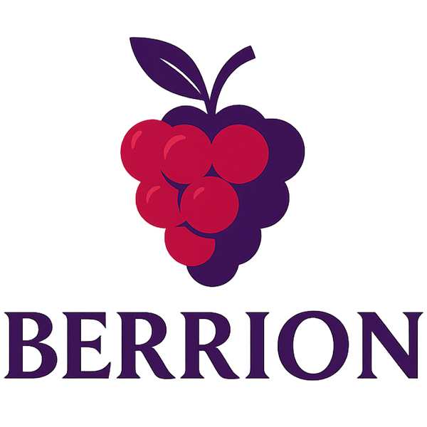 Berrion logo featuring a berry cluster icon symbolizing immune health and antioxidant wellness