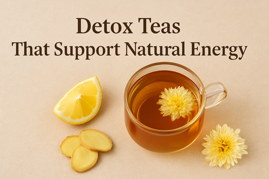 Wide thumbnail image of detox herbal tea with chrysanthemum, ginger, and lemon on a beige surface — promoting natural energy by Berrion.