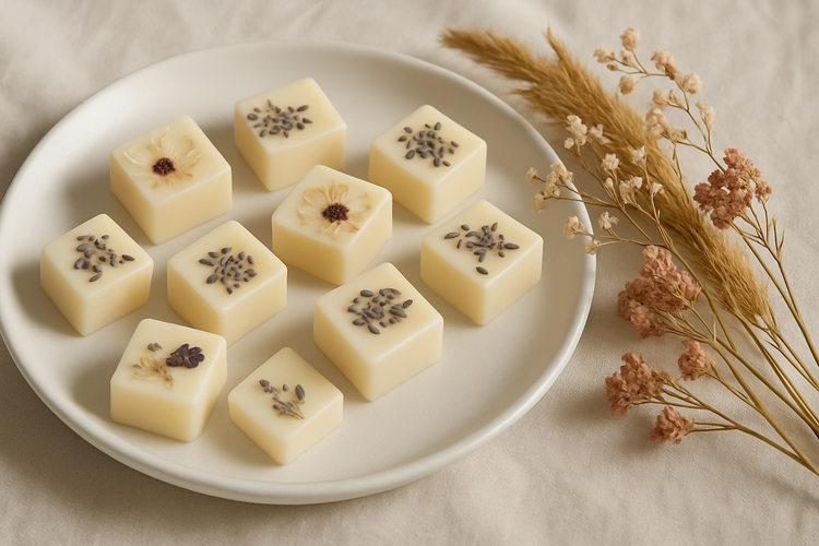 Berrion scented wax melts, floral fragrance and minimal still life