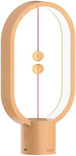 Bedroom Lamps - Mini Balance Lamp, Bedside Lamp, Nightstand Lamp, 3 Level Brightness Plug in Night Light for Home, Office, College Dorm (Wood Color)