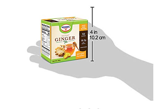 Kendel Instant Ginger Honey Tea, Caffeine Free (10 Sachets). Soothing flavor, Non-GMO