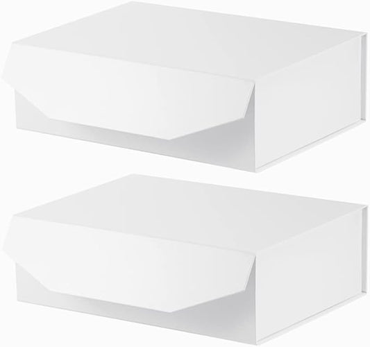 2Pcs 13x9x4 Inches White Gift Boxes with Lids for Presents Magnetic gift box White Large Gift Box for Bridesmaid Proposal，Groomsman (Glossy White)