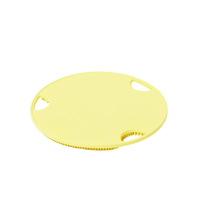 Boie USA Flat Body Scrubber - Soft Silicone-Like Exfoliating Shower Scrubber & Body Cleansing Brush - Stick-to-Wall Loofah Replacement - Body Exfoliator for All Skin Types (Yellow)