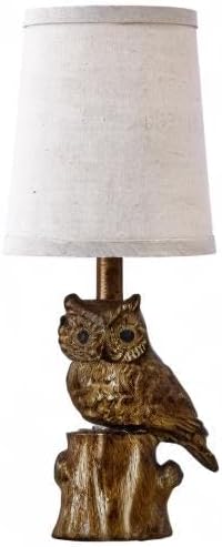 14.25" Small Table Lamp for Living Room Farmhouse Bedside Resin Single Lamp with Gold Owl Lamp Shape for Bedroom Retro Rustic Nightstand Lamp