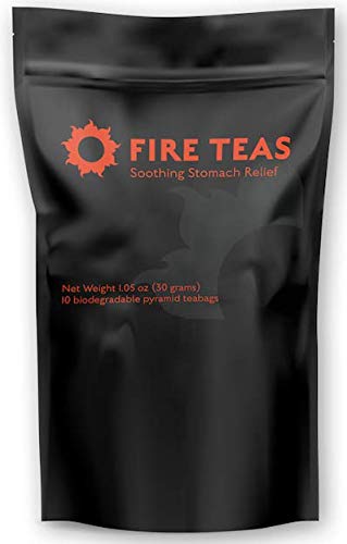 FIRE TEAS - Soothing Stomach Relief Herbal Tea- Irritable Bowel, Diverticulitis & Abdominal Discomfort - Organic Fennel, Peppermint, Chamomile, Ginger -