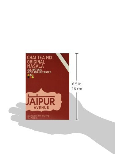 Jaipur Avenue Masala Chai Tea Mix Crafted with All-Natural Assam Black Tea, Masala, Cane Sugar, and Premium Dry Milk - Preservative-Free, Gluten-Free, Authentic Indian Chai Tea Latte (15 Servings)