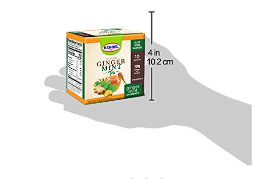 Kendel Instant Ginger Mint with Honey Tea, Caffeine Free (14 Sachets). Soothing flavor Non-GMO