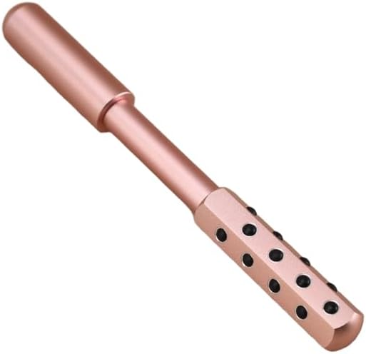 24-Stone Facial Roller - Cooling Face & Neck Massager Tool for Skin Rejuvenation | 360° Contouring with Germanium Stones & Aircraft Aluminum | Portable 7.6" Beauty Roller - Gold