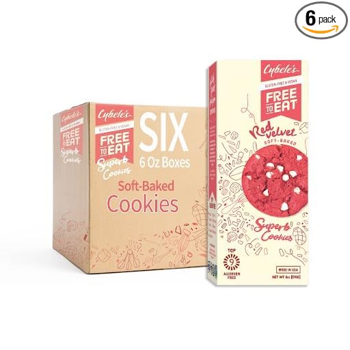 Cybele's Free to Eat Gluten-Free, Vegan, Healthy Allergen-Free Soft Baked Cookies, Red Velvet (6 Pack)