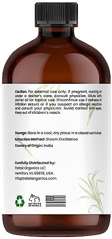 Lemongrass Essential Oil - 4 Fl Oz – 100% Natural Lemongrass Oil - for Diffuser, Face, Skin Care, Aromatherapy, Hair Care, Scalp and Body Massage - with Glass Dropper