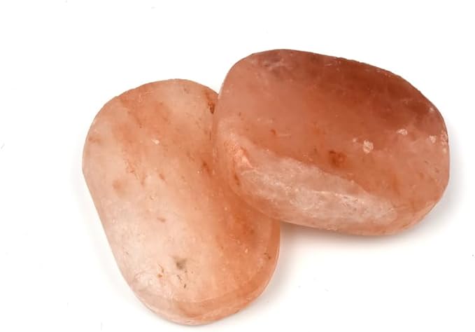 2 Pcs Himalayan Salte Stones Hot Massage Stones Set Warm Rocks Kit for Facial SPA Pink 3.14 x 2.36 in