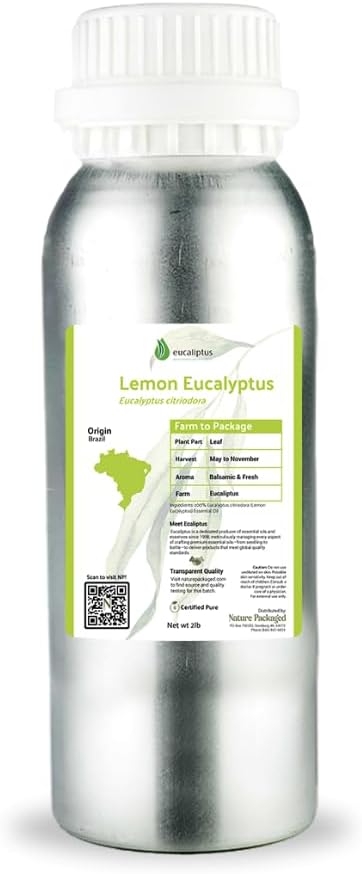 Lemon Eucalyptus Oil by Eucaliptus from Brazil - Pure Lemon Eucalyptus - 100% Pure Steam Distilled Natural Aceite de Eucalipto Limón - Aromatherapy - Premium Therapeutic Grade (2lbs)