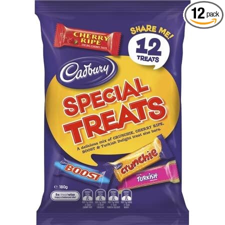 Cadbury Special Treats Chocolate Share Pack – 12 Assorted Treats (180g) – Includes Crunchie, Cherry Ripe, Turkish Delight, Boost – Made in Australia