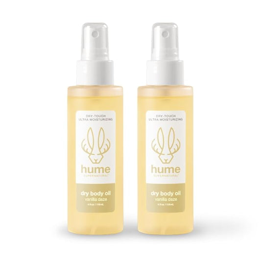HUME SUPERNATURAL Dry Body Oil Spray - Moisturizing Oil for Dry Skin, After Shower Body Oils for Women and Men, Nourishing, Hydration, Glow, Vanilla Daze, 2-Pack