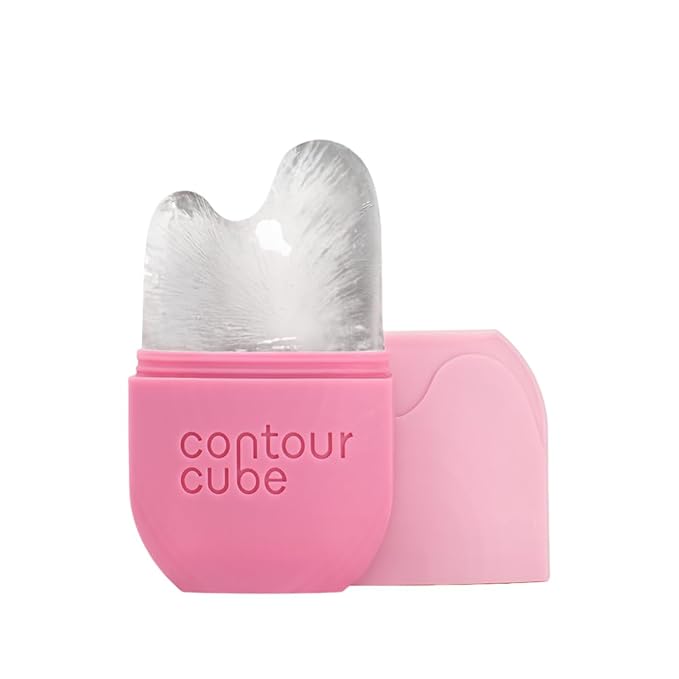 Contour Gua Cube - Gua Sha Face Massage Tool - Ice Roller for Sculpting, De-Puffing & Lymphatic Drainage - Face Ice Roller & Massager - Compact Skin Care Tools for Daily Skincare & Travel - Pink