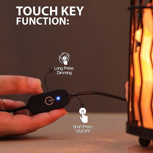 Himalayan Glow Pillar style Salt Basket Lamp with salt chunks, Himalayan Salt lamp with Dimmer Control, Amber Glow, Idle for Home, Offices and Dorm Decor