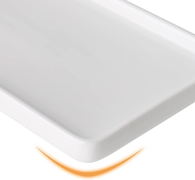 Gurygo 8" Bathroom Trays - Ceramic Vanity Tray for Bathroom - Small Ceramic Tray - Kitchen Soap Trays - Porcelain Dispenser Organizer for Kitchen Bathtub Counter (White)