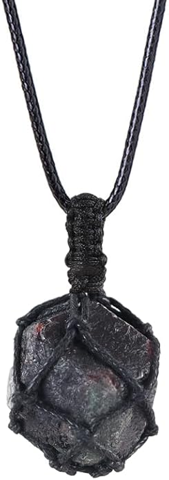 Handmade Natural Gemstone Crystal Pendant Necklace Stone Holder Necklace Cord Net Necklace with Adjustable Length for Women Men