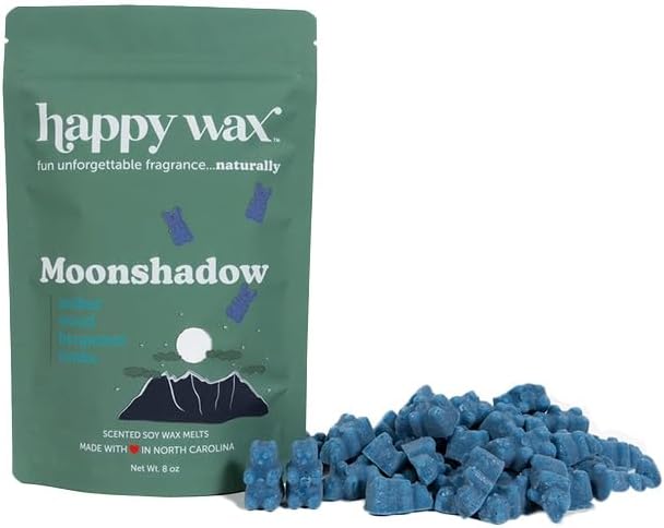 Happy Wax Moonshadow Scented Bear Wax Melts - Natural Strong Scented Woodsy Wax Melts Infused w/Essential Oils - Non Toxic Wax Melt & Pet Safe Wax Melts - (8 oz Pouch)