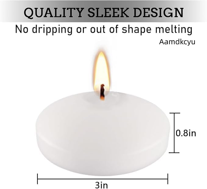 36 Packs 3-Inch unscented White Floating Candles - Ideal for Weddings, Pool Party, Holiday Centerpieces and Events - Odorless, Drip-Free, Long Lasting Burn Time