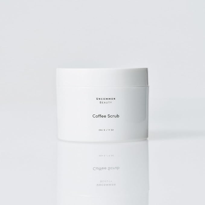 Uncommon Beauty Coffee Scrub - Exfoliating and Hydrating Body Scrub - Dry Scrub with Coconut Oil and Cocoa Butter - All Skin Types, Vegan, Cruelty Free, Synthetic Fragrance Free, 9 OZ