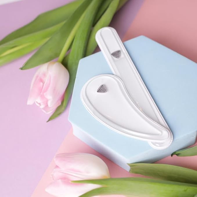 Bona Fide Beauty Ergo Czech Glass Nail File Set - Ergo File Manicure Tools (Clear). Curved Nail Tool for Natural Nails