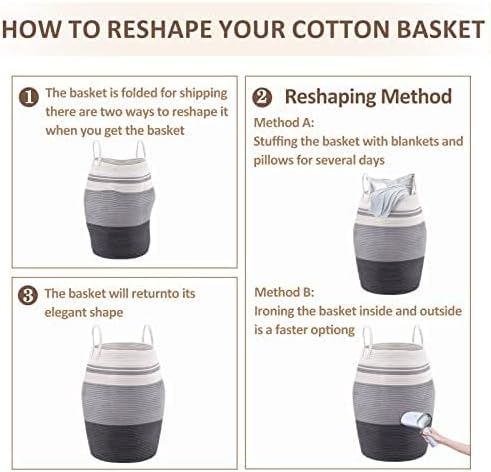 Fiona's magic 105L Extra Large Laundry Hamper Basket, Woven Tall Clothes Hamper for Storage Blanket, Toys and Dirty Cothes in Bedroom and Living Room Organizer, Grey