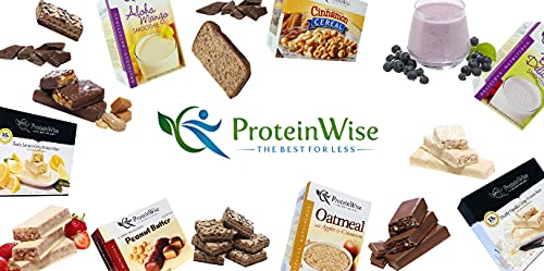 PROTEINWISE - Salted Toffee Pretzel Protein Bars, High Fiber, High Protein Low Carb Snacks for Weight Loss – Healthy Snack Bars, Low Calorie, Diet-Friendly, Trans Fat-Free, 7 Servings/Box