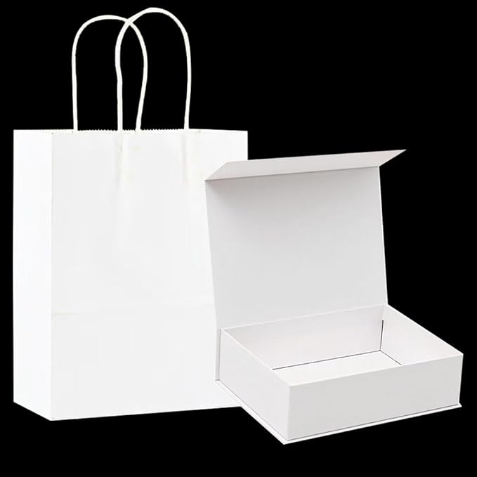 10.5'' x 7.5'' x 3.1'' gift packaging box,magnetic foldable gift box with lid,suitable for weddings,groom's proposals,Christmas,birthday gifts,Halloween,party gift packaging (white)