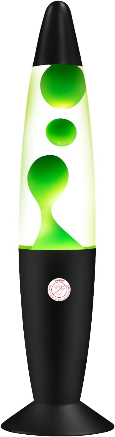 Green Magma Liquid Motion Lamp with Black Base, Mood Lamps for Adults Kids and Boys as Night Light, Glitter Lamps Decoration for Christmas Thanksgiving Day
