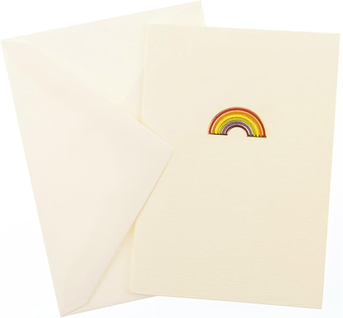 Graphique Rainbow La Petite Presse Boxed Notecards - 10 Embellished Gold Foil Rainbow Blank Cards with Matching Envelopes and Storage Box, 3.25" x 4.75" (L1332CB)