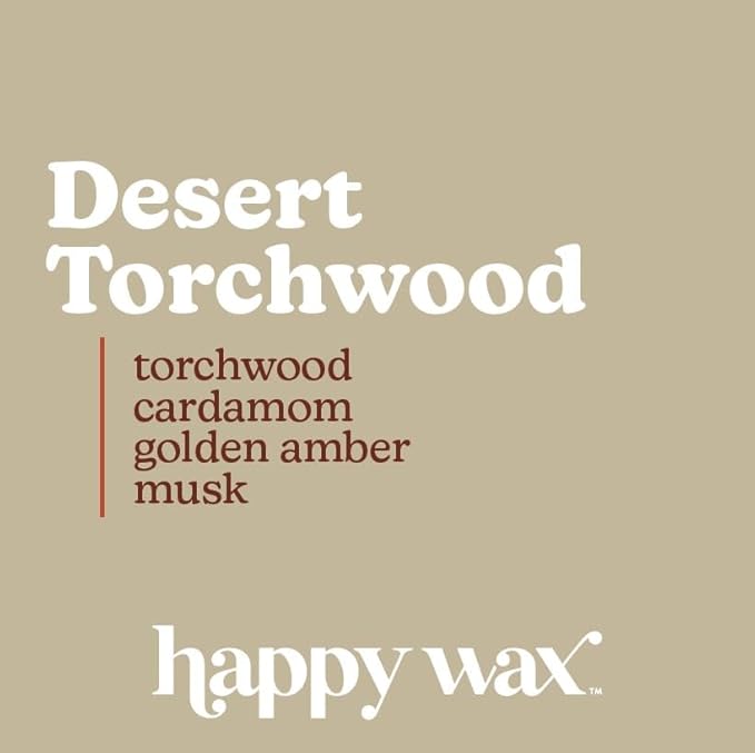 Happy Wax Desert Torchwood Scented Bear Wax Melts - Natural Strong Woodsy Scented Wax Melts Infused w/Essential Oils - Non Toxic Wax Melt. Scented Soy Wax Melts for Warmers (4 oz Tin)