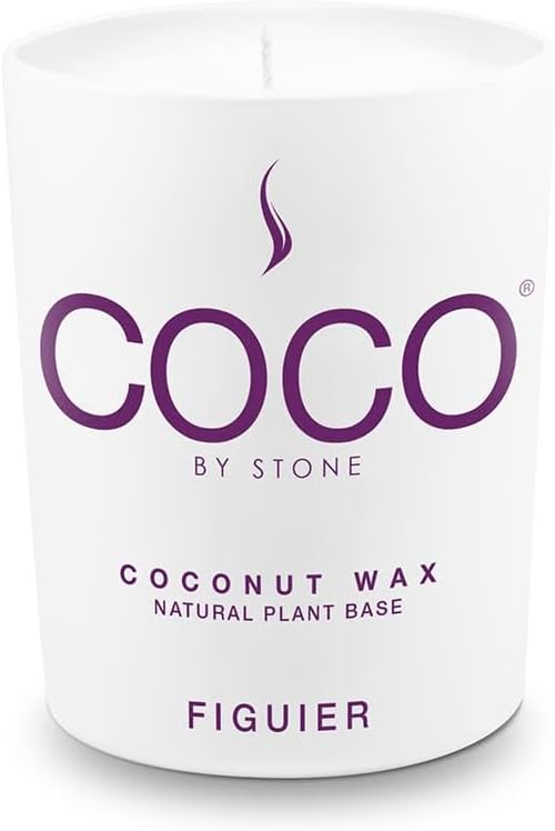Coco by Stone 6.5oz Candle, Coconut Apricot Wax Candle for Home (Figuier) Home Fragrance Products, 1 Wick Candle, Enhance Indoor Aroma, Vegan & Cruelty-Free, Clean Burning and Hand Poured Candle