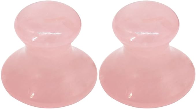 Uonlytech 2Pcs Gua Sha Tools Rose Quartz Mushroom Face Massager Health Jade Stones Mushroom Scraping Massage Tool for Women Home Spa, Pink