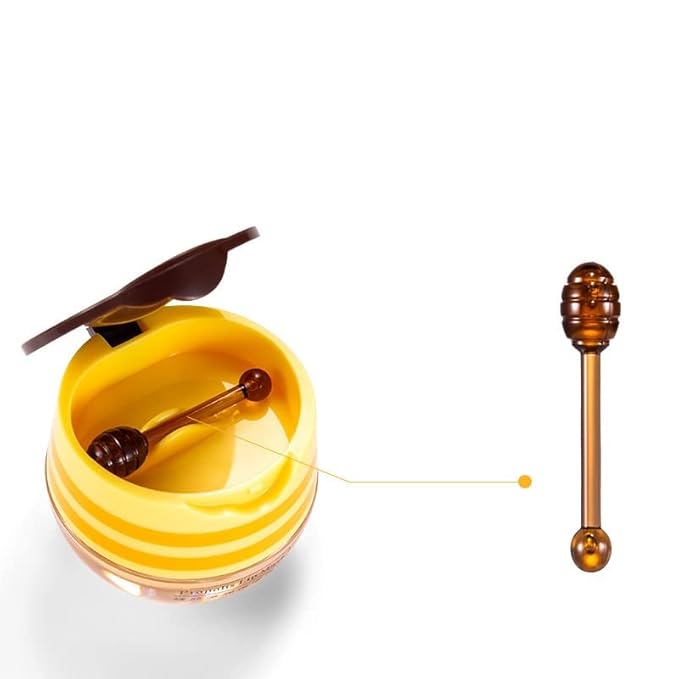 4 Pcs Bee Lip Balm Honey Pot,Honey & Strawberry Lip Mask Propolis Moisturizing Lip Balm. (2Pcs Honey &2Pcs Strawberry)