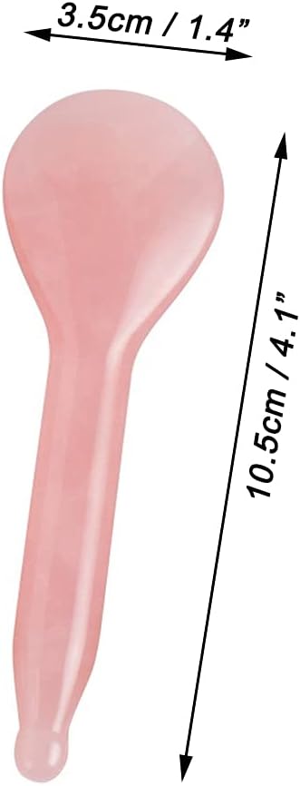 LZLRUN Rose Quartz Jade Spoon Roller Real Gua Sha Board Mushroom Massager Face Lifting Tool Facial Guasha Massage Tool (Spoon Shape)