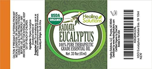 Healing Solutions Eucalyptus Radiata Essential Oil, Organic & Pure, Undiluted, 0.33 oz (10ml), Therapeutic Grade