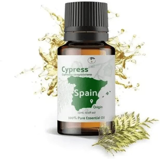 Cypress Essential Oil - Direct from Essential Oils SL in Mediterranean Spain - Aceite de Ciprés for Diffuser, 100% Pure Therapeutic Grade - Aromatheraphy, Skincare (15ml)